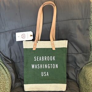 Green and Tan Tote Bag